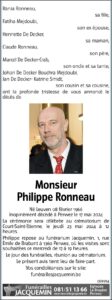 Monsieur Philippe Ronneau avis nécrologique