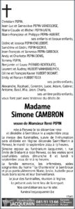 CAMBRON Simone avis nécrologique