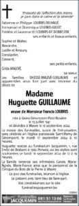 Madame Huguette GUILLAUME avis nécrologique