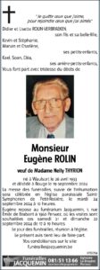 Monsieur Eugène ROLIN avis nécrologique