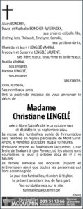 Madame Christiane Lengelé avis nécrologique