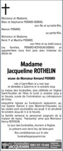 Madame Jacqueline Rothelin avis nécrologique