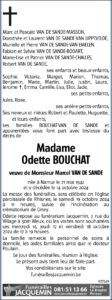 Madame Odette Bouchat avis nécrologique