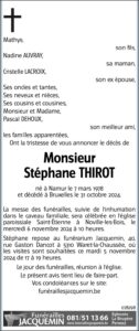 Monsieur THIROT Stéphane avis nécrologique